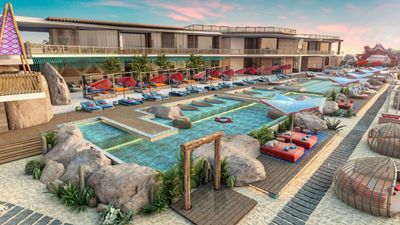 The Sindalah Beach Club includes poolside lounging, VIP areas, a retail venue, and F&B options.