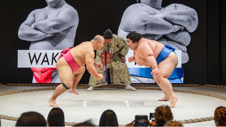 The sumo entertainment shows at The Sumo Hall Hirakuza Osaka include performances by former professional sumo wrestlers.