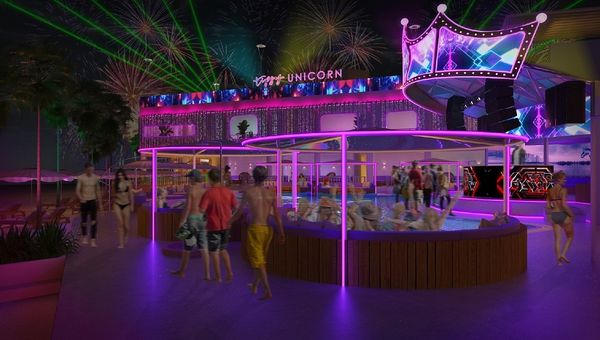 Tipsy Unicorn Beach Club at Sentosa offers a pool facing a DJ stage, hosting live bands and entertainment acts for guests to enjoy. Tipsy Unicorn Beach Club at Sentosa offers a pool facing a DJ stage, hosting live bands and entertainment acts for guests to enjoy.