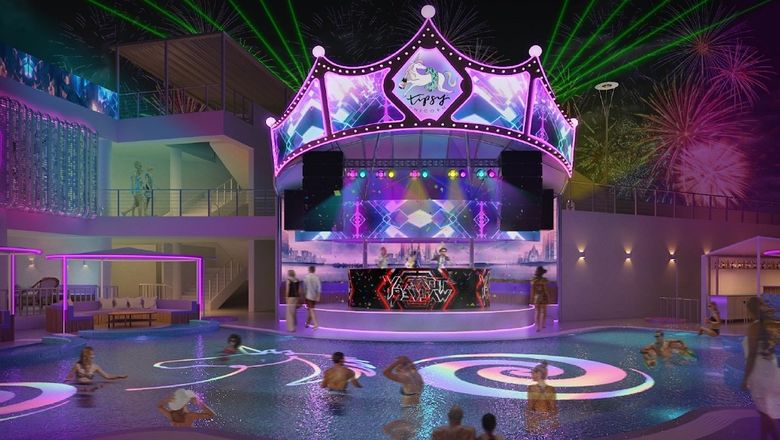 Tipsy Unicorn Beach Club at Sentosa offers live bands, state-of-the-art staging, VIP lounges, and unique entertainment for guests.