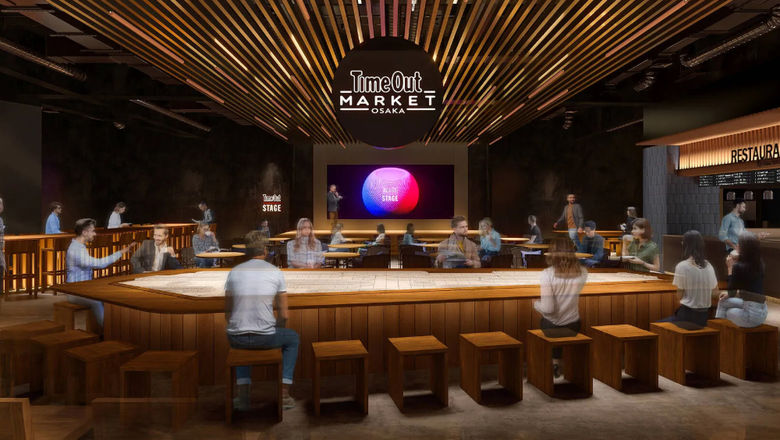 Time Out Market Osaka spans over 3,000 sqm and features 17 kitchens, offering a diverse range of dishes from local chefs and renowned restaurateurs.