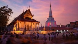 Founded in the eighth century, Wat Phra Mahathat Woramahawihan is one of Thailand's most important Buddhist monasteries, renowned for its centuries-old rituals, architecture and living heritage.