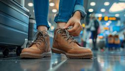 The shoe removal at US airports' security checks was implemented after a terrorist tried to detonate explosives hidden in his shoes on a flight in 2001.