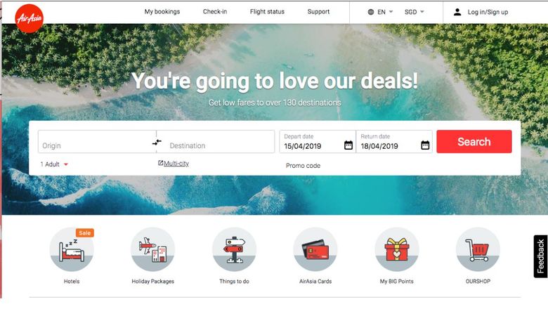 AirAsia has ambitions to retail airline tickets of non-competing carriers on its website, in addition to car rentals and accommodations.