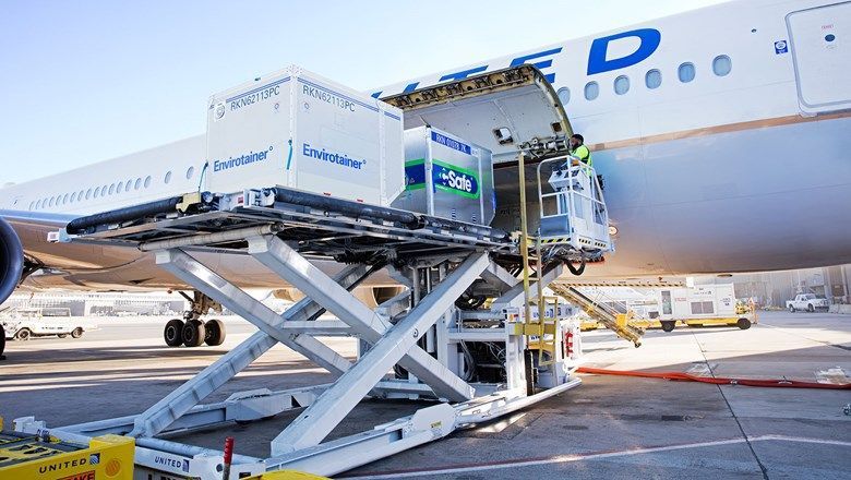 Freezer containers will be crucial for United and other airlines as they transport Covid-19 vaccines. The Pfizer vaccine, for example, must be kept at minus 94 degrees.