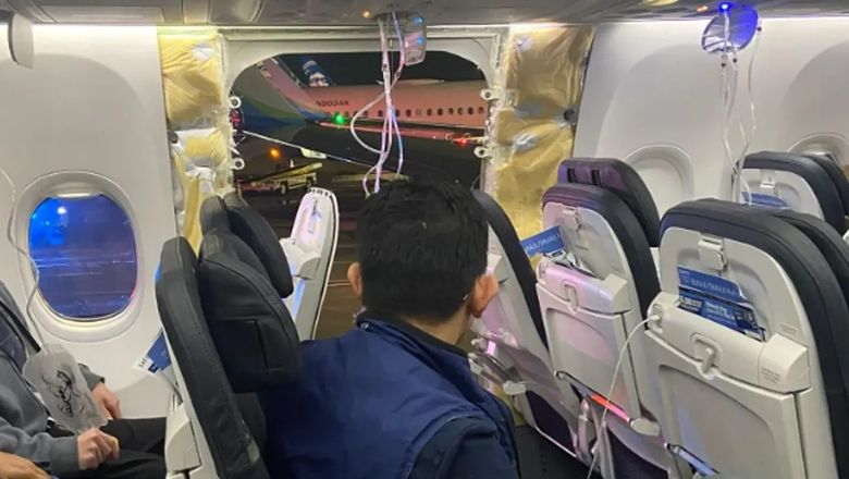 All Boeing 737 MAX 9 aircraft are undergoing mandatory safety inspections after two seats were ripped out mid-air (pictured by passenger Kyle Rinker).