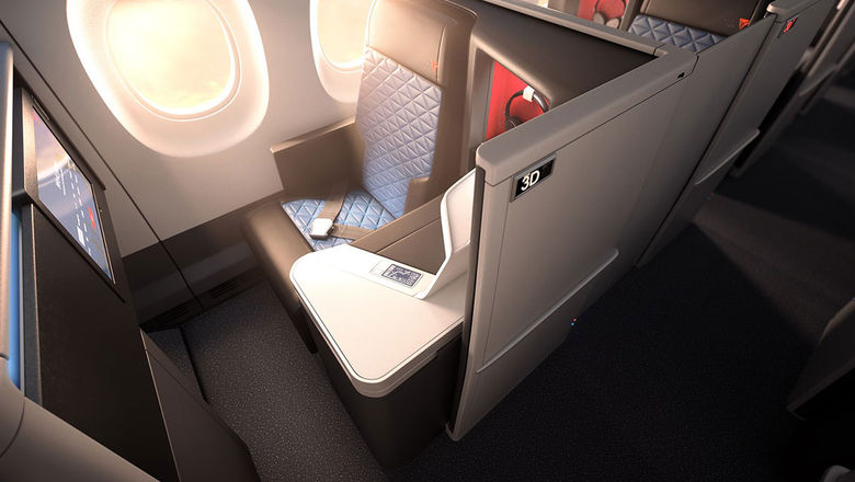 Each Delta One suite will feature a full-height sliding door. Sliding privacy dividers separate center suites.