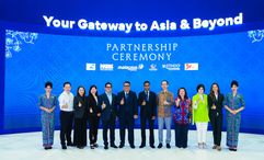 Malaysia Aviation Group’s Dersenish Aresandiran (centre) with representatives of ASEAN travel industry partners at the signing ceremony during the recent MATTA fair in Kuala Lumpur.