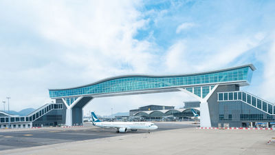 The new Sky Bridge at Hong Kong International Airport.