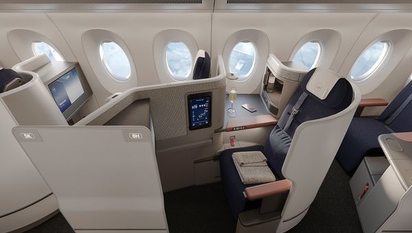 Guests in Lufthansa Business Class can also look forward to their own suite, with chest-high walls and sliding doors touted to offer comfort and privacy.