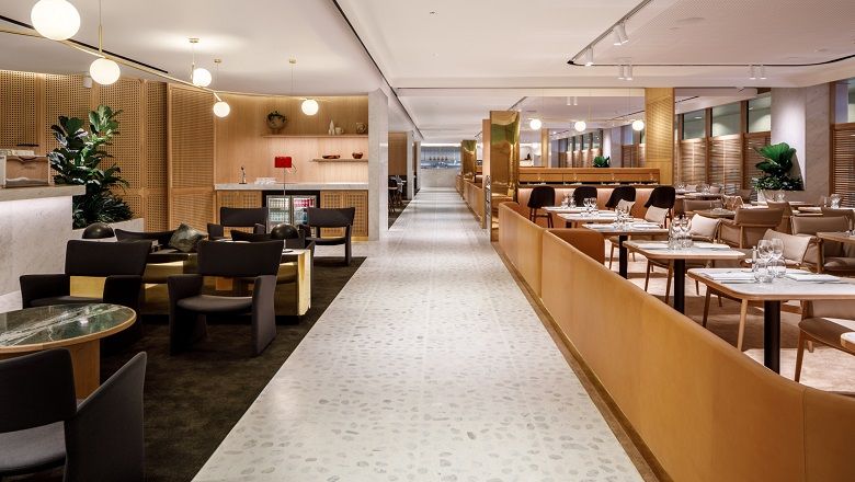 Australian industrial designer David Caon collaborated with architect Kelvin Ho of Akin Atelier in designing the Qantas First Lounge, which was originally launched in December 2019.