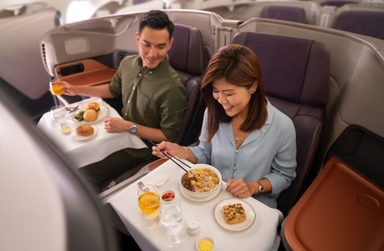 Dining on A380's business class