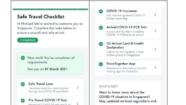 Passengers can also access services such as the Immigration and Checkpoints Authority’s electronic Arrival Card and Health Declaration form. The latest Covid-19 updates can also be found in the portal.