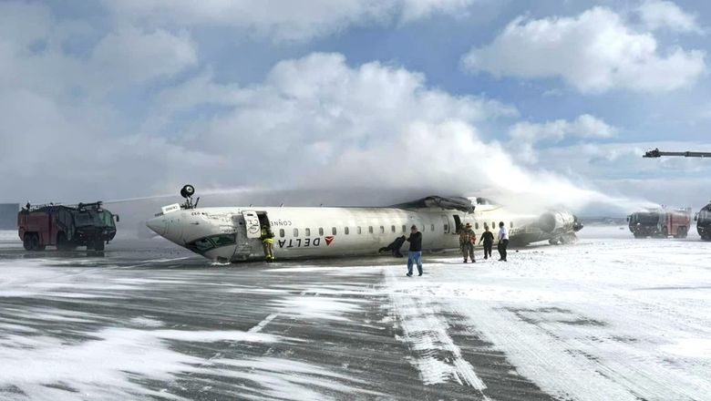 A Delta Air Lines flight crash-landed at Toronto Pearson Airport on 17 February, skidding in flames before flipping over and stopping upside down.