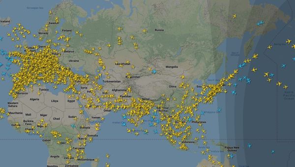 FlightRadar24's real-time flight tracker shows most aircrafts have changed their routes to avoid flying over Russia and Ukraine.