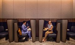 Productivity pods in Singapore Airlines' new SilverKris lounge.