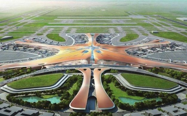 Daxing International Airport includes a central transport hub, including high-speed rail, intercity trains, and subway.