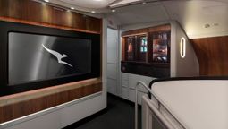 The first class seat on a Qantas A380 flight.