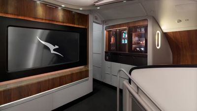 The first class seat on a Qantas A380 flight.