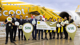 The arrival of Scoot’s first direct flight into Vienna International Airport.