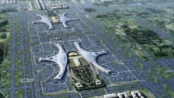 The Chengdu Tianfu International Airport has an estimated capacity of 120 million passengers. The Chengdu Tianfu International Airport has an estimated capacity of 120 million passengers.