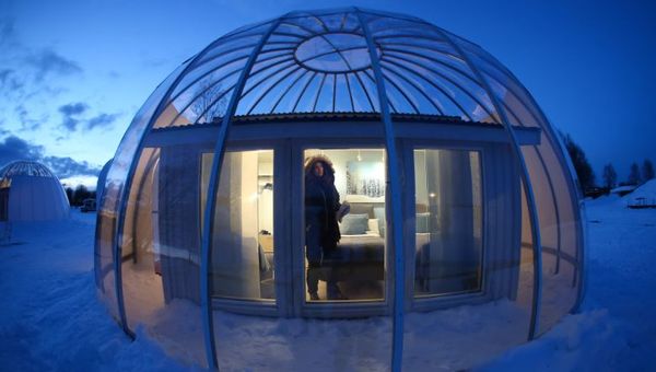 Igloo-inspired dome at Ice & Light Village in Swedish Lapland Igloo-inspired dome at Ice & Light Village in Swedish Lapland