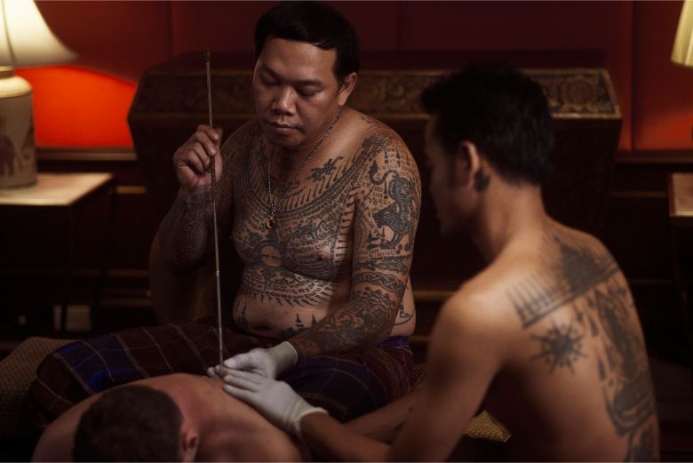 The private Sak Yant tattoo sessions are performed in privacy.