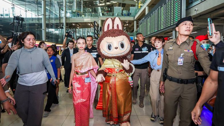 The life-sized mascot of a popular Chinese toy character, Labubu, visited Bangkok landmarks and was named "Amazing Thailand Experience Explorer" to boost Chinese tourism.