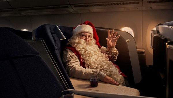 Of course, Santa gets to travel at the front of the plane on Finnair's new, refitted business class.