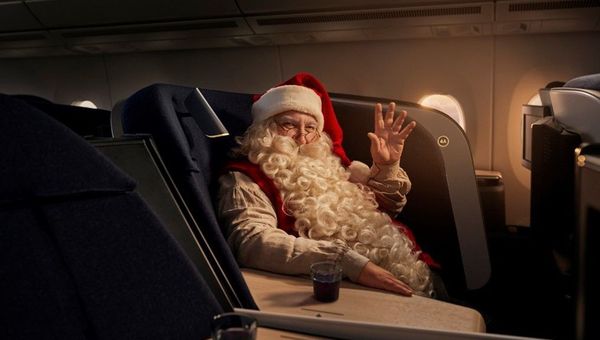 Of course, Santa gets to travel at the front of the plane on Finnair Of course, Santa gets to travel at the front of the plane on Finnair's new, refitted business class.