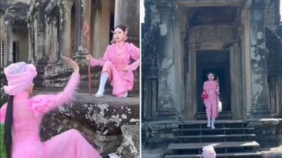 In addition to mistaking Angkor Wat for being in Thailand, the video also showed two girls dressed in inappropriate attire.