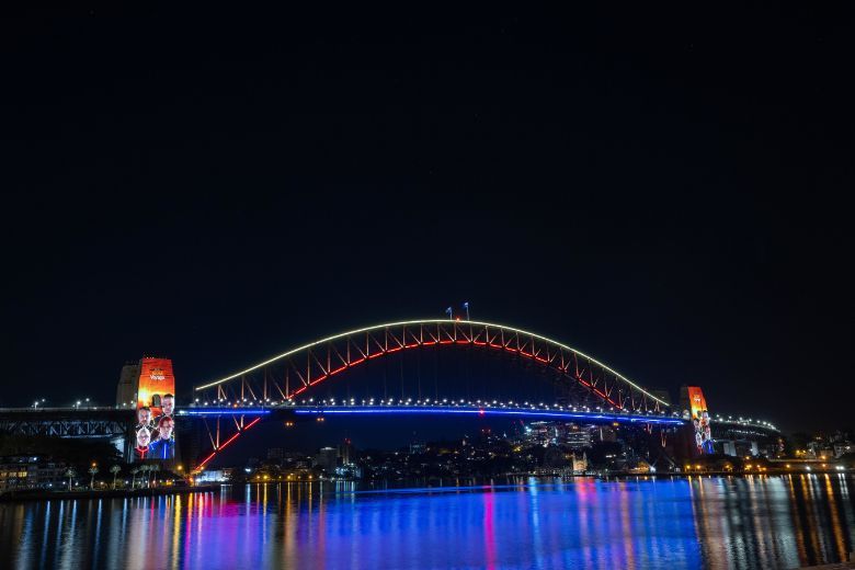 Abba in lights on the Sydney Harbour Bridge.