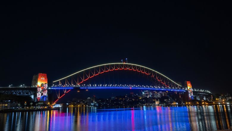 Abba in lights on the Sydney Harbour Bridge.