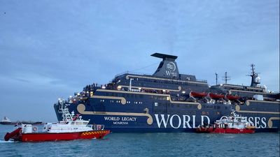 The vessel was en route to Singapore when the lounge area on level nine caught fire.