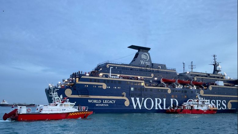 The vessel was en route to Singapore when the lounge area on level nine caught fire.