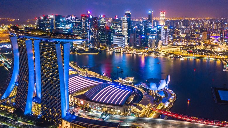 Busy Singapore Cityscape