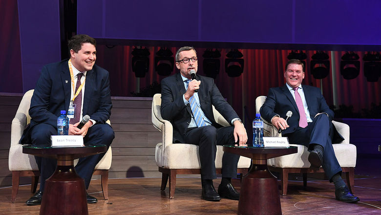 (from left) Royal Caribbean International’s executives Sean Treacy, managing director for Asia Pacific; Michael Bayley, president and CEO; and Gavin Smith, senior vice president, International, at the press announcement of Quantum of the Seas’ Singapore homeporting.