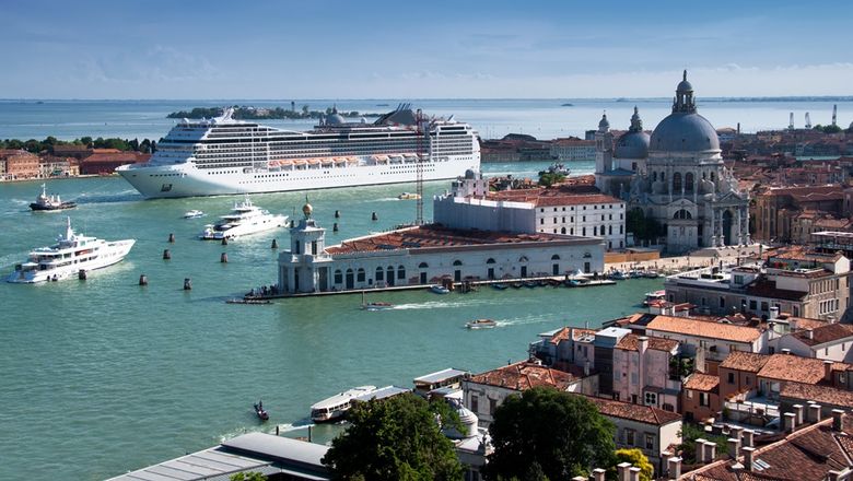 The ban on large cruise ships in the Venetian Lagoon means that vessels to anchor outside and use tenders for access to the Port of Venice.