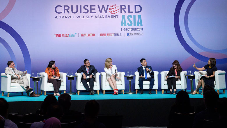 From left: Arnie Weissmann, Travel Weekly; Pauline Suharno, ASTINDO National Board; Steven Ler,  NATAS; Angie Stephen, Royal Caribbean Cruises (Asia); Michael Goh, Genting Cruise Lines; Marlene Dado Jante, PTAA; Yeoh Siew Hoon, Northstar Travel Group, Asia.