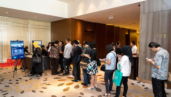 131 agents, sponsors and exhibitors participated in the inaugural Cruiseworld Indonesia, which took place at Pullman Jakarta Indonesia, Thamrin CBD. 131 agents, sponsors and exhibitors participated in the inaugural Cruiseworld Indonesia, which took place at Pullman Jakarta Indonesia, Thamrin CBD.
