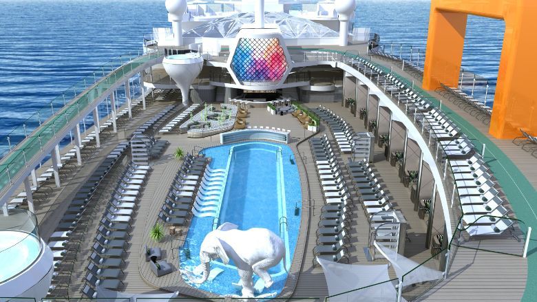 Celebrity Beyond's Resort Deck will feature cantilevered float pools, sunken seating areas and plenty of fluid spaces.