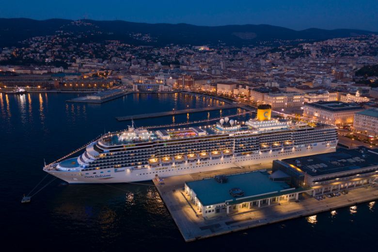 The Costa Deliziosa in Trieste, Italy, where it began its seven-day, all-Italy sailing.