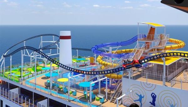 Rendering of the BOLT roller coaster onboard the Carnival Mardi Gras. Rendering of the BOLT roller coaster onboard the Carnival Mardi Gras.