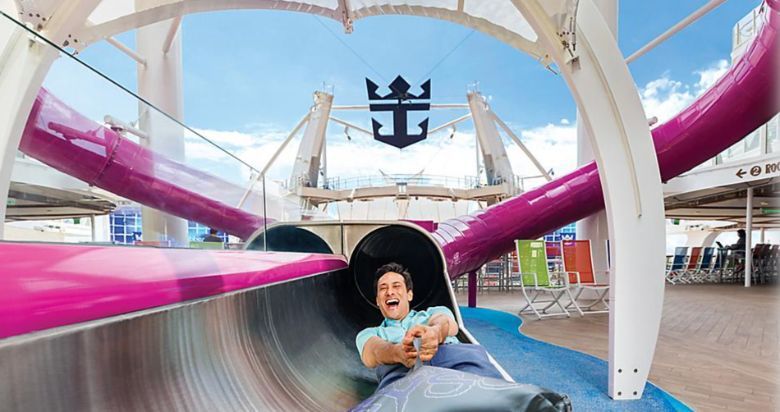 The tallest slide at sea in the hair-raising Ultimate Abyss onboard Royal Caribbean's Harmony of the Seas.