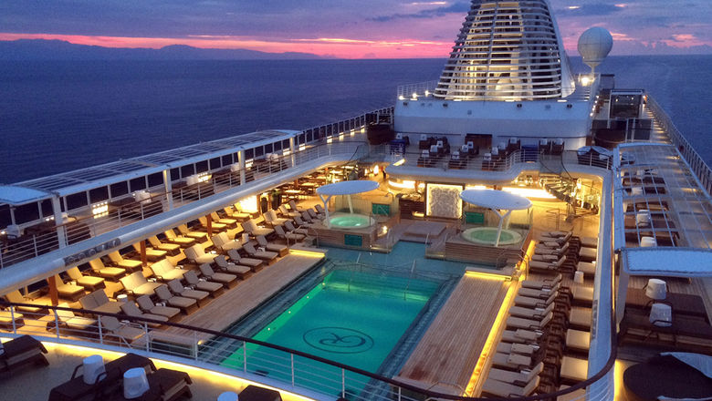 The pool deck on Seven Seas Explorer.
