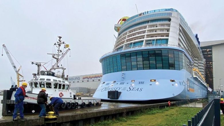 Royal Caribbean International's Odyssey of the Seas at the Meyer Werft shipyard in Germany. The ship is on track to be delivered in April.