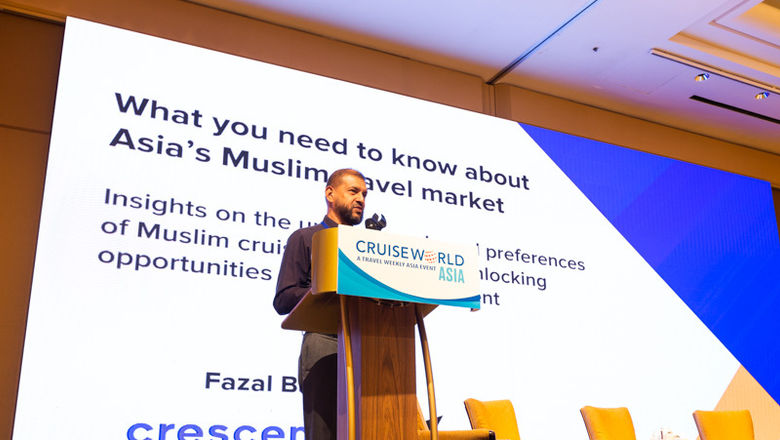 Fazal Bahardeen, founder and CEO of CrescentRating and Halaltrip, speaking at CruiseWorld Asia 2022.