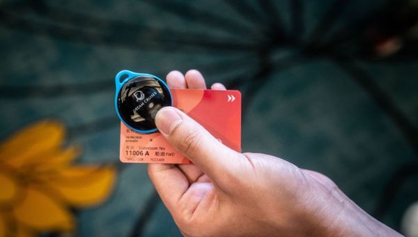 Genting’s lightweight Tracey device, which is linked to cabin key cards and tracks passenger movement while on board. Genting’s lightweight Tracey device, which is linked to cabin key cards and tracks passenger movement while on board.