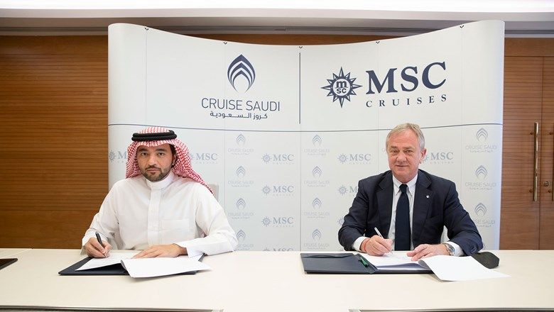 Cruise Saudi managing director Fawaz Farooqui (left) and MSC Cruises executive chairman Pierfrancesco Vago (right) signed a framework agreement in Saudi's capital Riyadh.