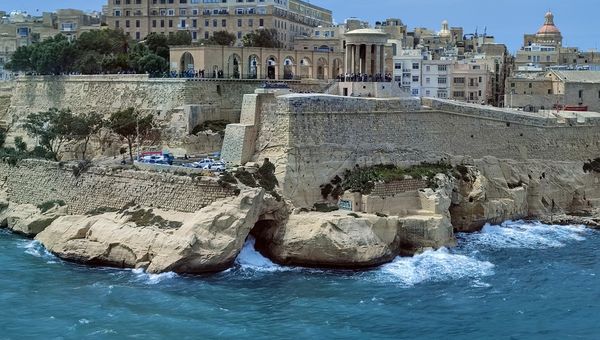 Taking in the storied cityscape of Valletta, capital city of Malta, from a panoramic perspective.